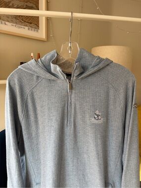 KJUS Inverness Light Blue Half-Zip Performance Cashmere blend Hoodie Grafton